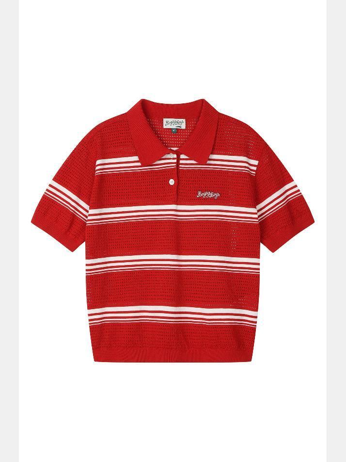 BB SKASHI STRIPE WOMEN POLO KNIT_RED