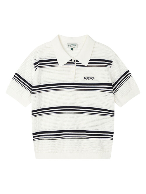 BB SKASHI STRIPE WOMEN POLO KNIT_WHITE
