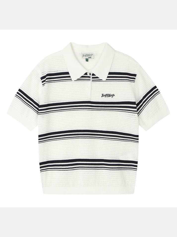 BB SKASHI STRIPE WOMEN POLO KNIT_WHITE