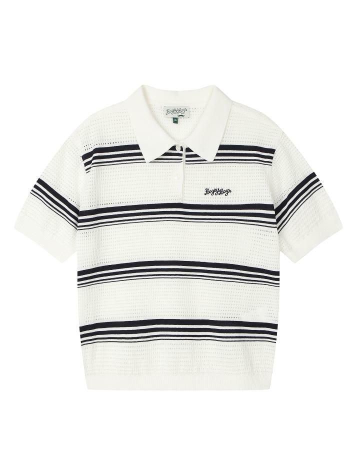 BB SKASHI STRIPE WOMEN POLO KNIT_WHITE