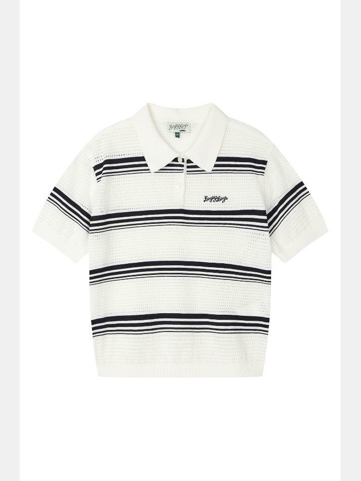 BB SKASHI STRIPE WOMEN POLO KNIT_WHITE