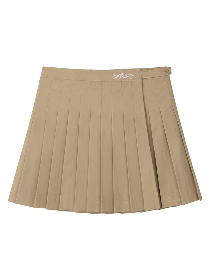 BB PLEATS LAYERED WOMEN WRAP SKIRT_BEIGE
