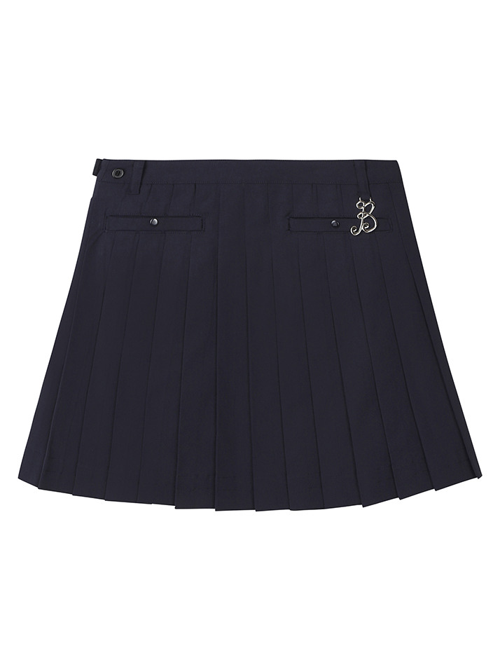 BB PLEATS LAYERED WOMEN WRAP SKIRT_NAVY