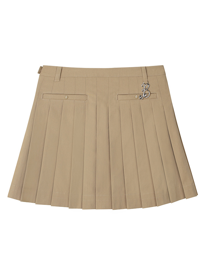 BB PLEATS LAYERED WOMEN WRAP SKIRT_BEIGE