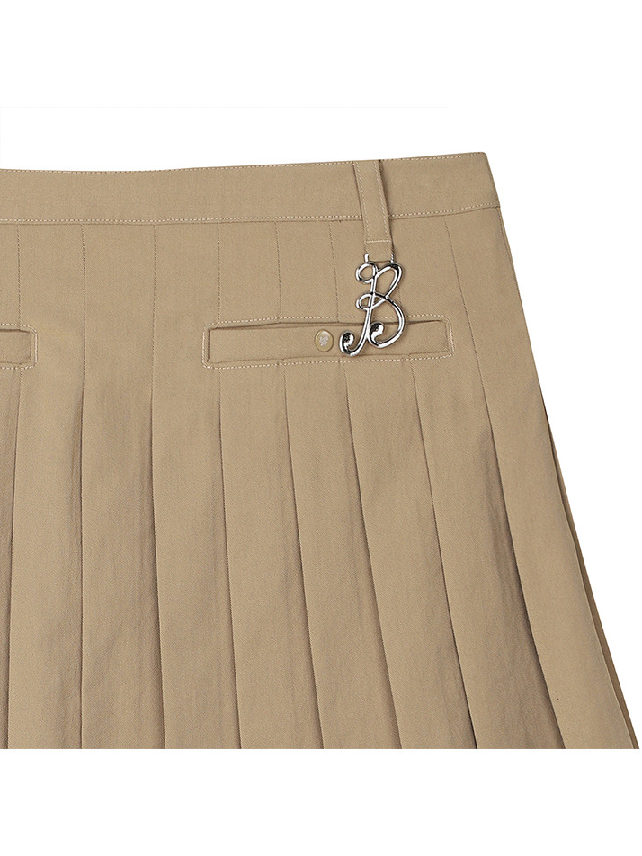BB PLEATS LAYERED WOMEN WRAP SKIRT_BEIGE