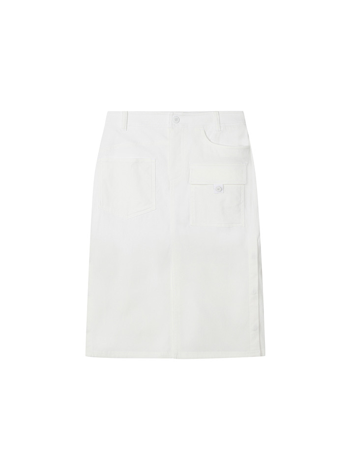 BB H-LINE 4WAY SLIT WOMEN SKIRT_WHITE