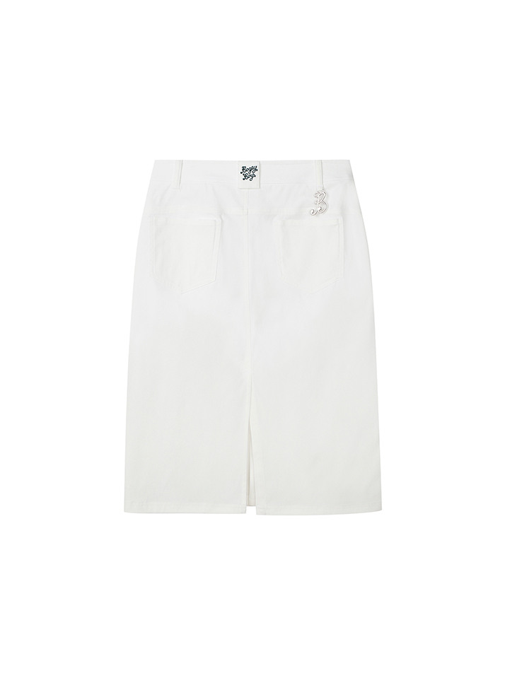 BB H-LINE 4WAY SLIT WOMEN SKIRT_WHITE