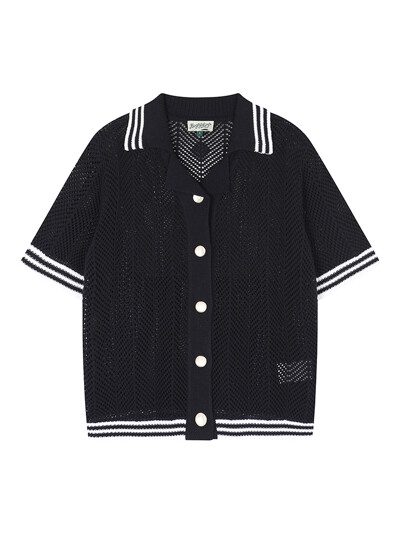 BB CAVANA CROCHET UNISEX KNIT SHIRTS_NAVY