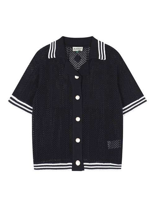 BB CAVANA CROCHET UNISEX KNIT SHIRTS_NAVY