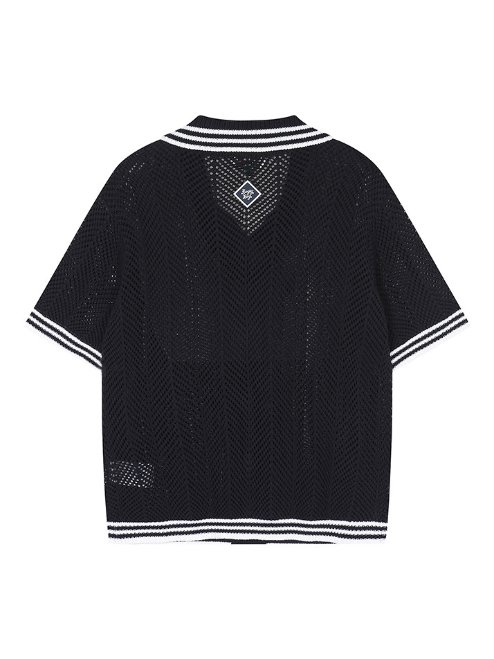 BB CAVANA CROCHET UNISEX KNIT SHIRTS_NAVY