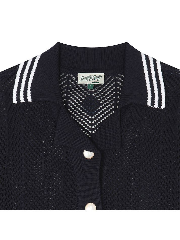 BB CAVANA CROCHET UNISEX KNIT SHIRTS_NAVY