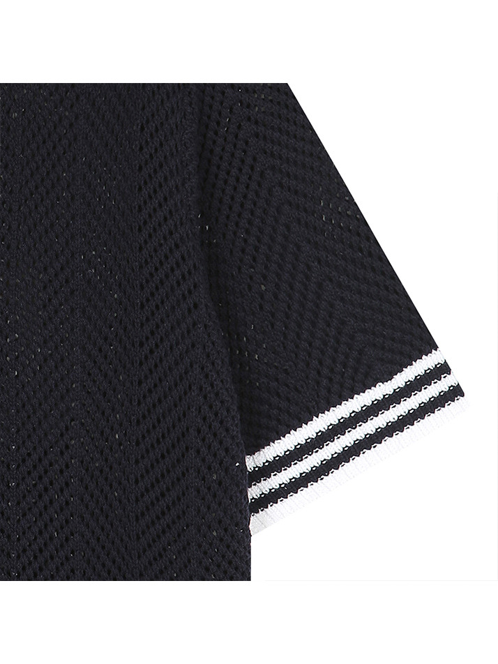 BB CAVANA CROCHET UNISEX KNIT SHIRTS_NAVY