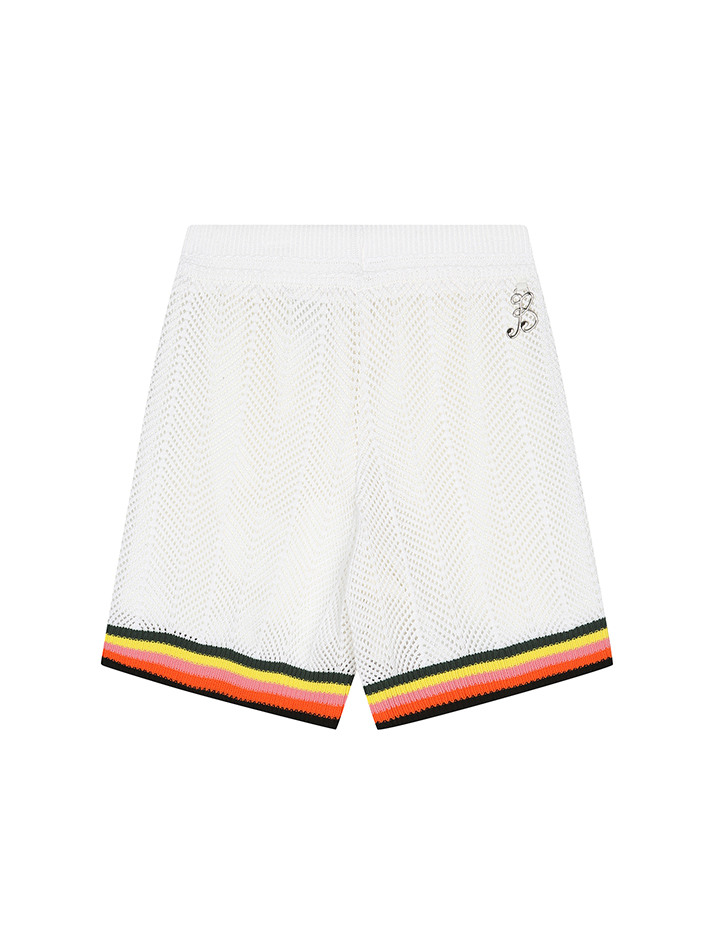 BB CAVANA CROCHET UNISEX KNIT SHORTS_WHITE