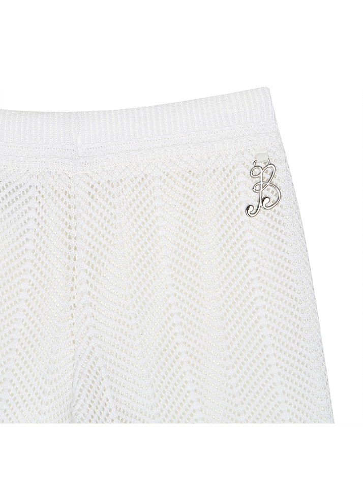 BB CAVANA CROCHET UNISEX KNIT SHORTS_WHITE