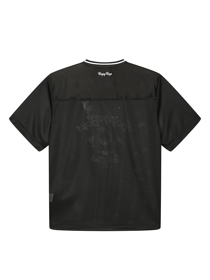 BB SEMI OVER FIT MEN MESH RUGBY T-SHIRT_BLACK