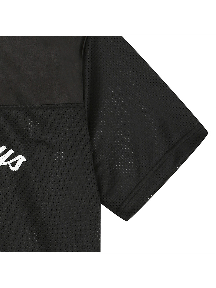 BB SEMI OVER FIT MEN MESH RUGBY T-SHIRT_BLACK