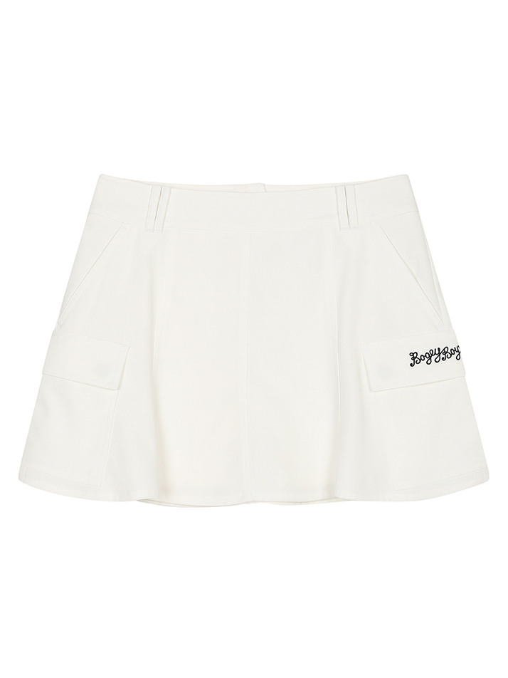 BB UTILITY POCKET WOMEN A-LINE SKIRT_WHITE