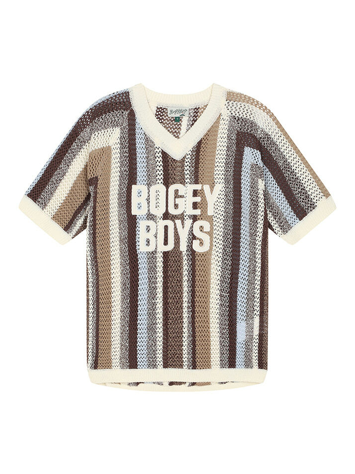 BB STRIPE UNISEX MESH KNIT_IVORY