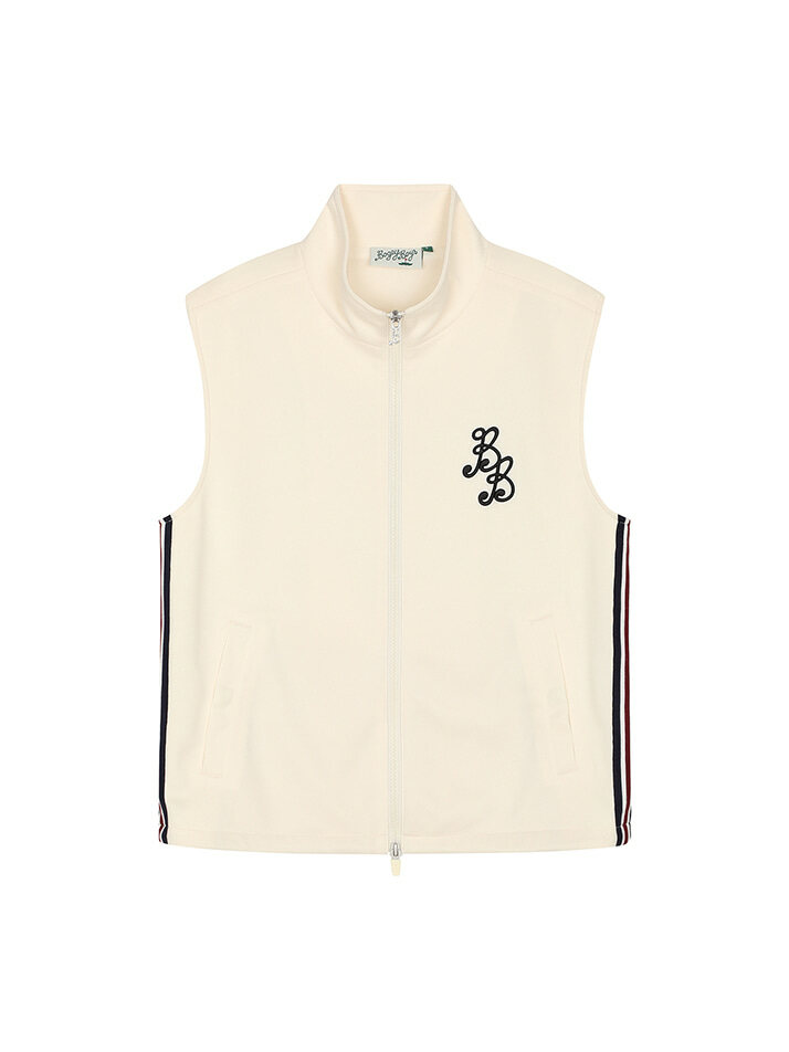 BB WOMEN BASEBALL FULL ZIP VEST_IVORY