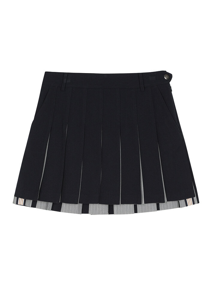 BB WOMEN SCHEME PLEATS SKIRT_NAVY