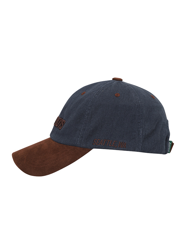 BB SUEDE BLOCKED UNISEX BALL CAP_NAVY