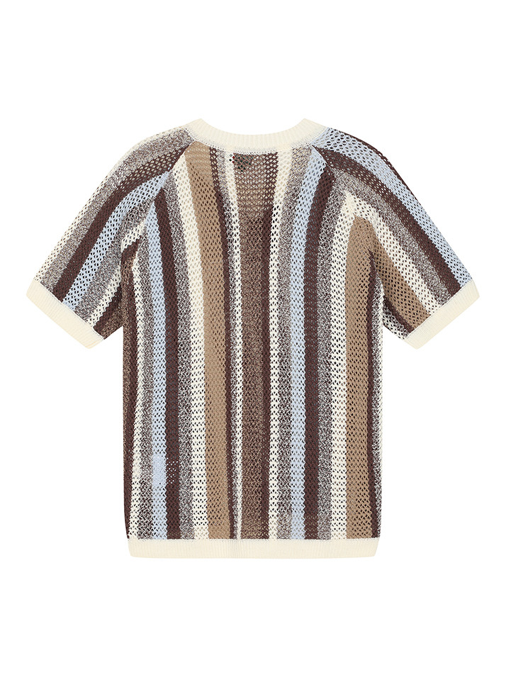 BB STRIPE UNISEX MESH KNIT_IVORY