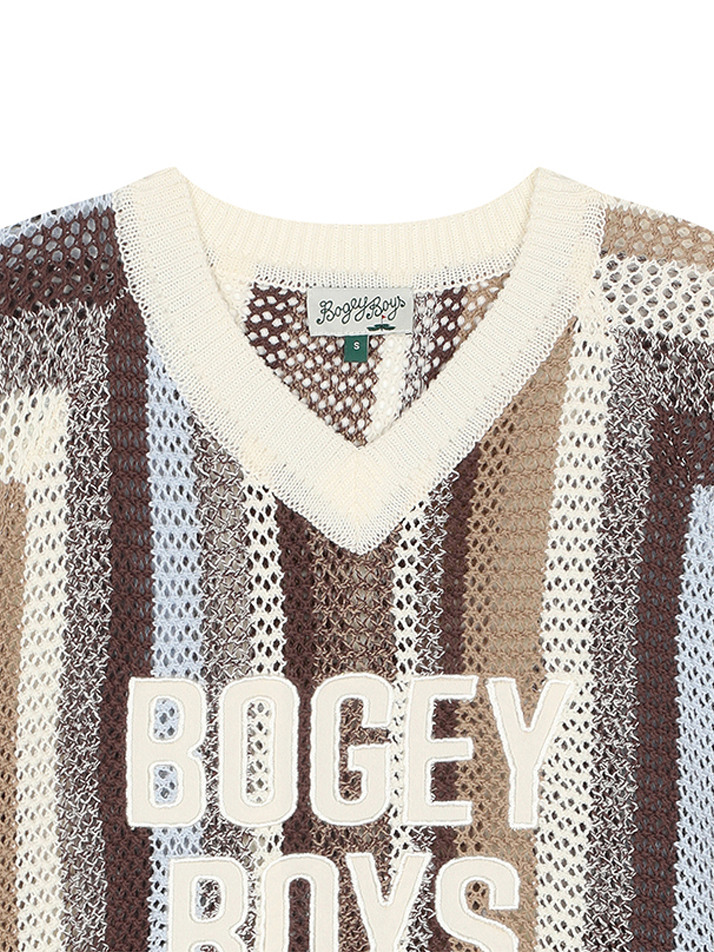 BB STRIPE UNISEX MESH KNIT_IVORY