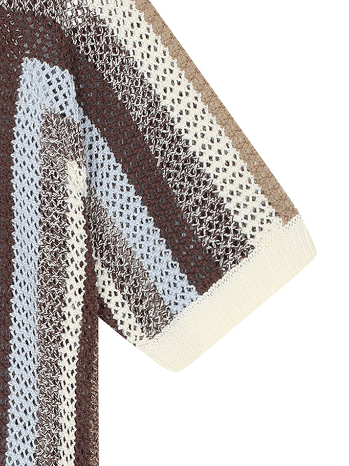 BB STRIPE UNISEX MESH KNIT_IVORY