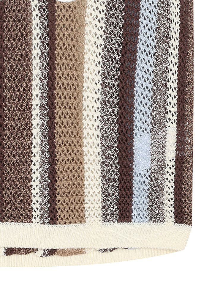 BB STRIPE UNISEX MESH KNIT_IVORY