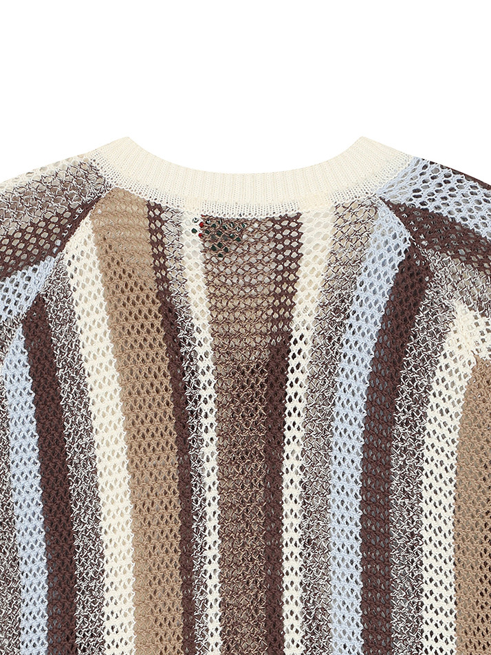 BB STRIPE UNISEX MESH KNIT_IVORY