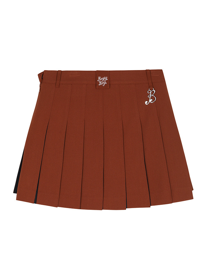 BB WOMEN SCHEME PLEATS SKIRT_BROWN