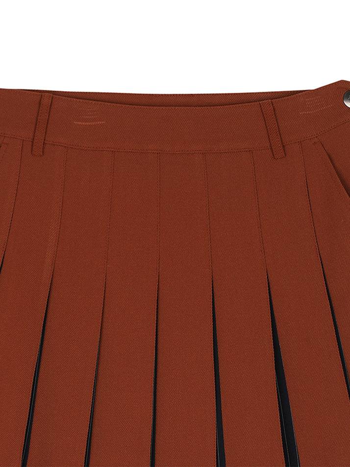 BB WOMEN SCHEME PLEATS SKIRT_BROWN