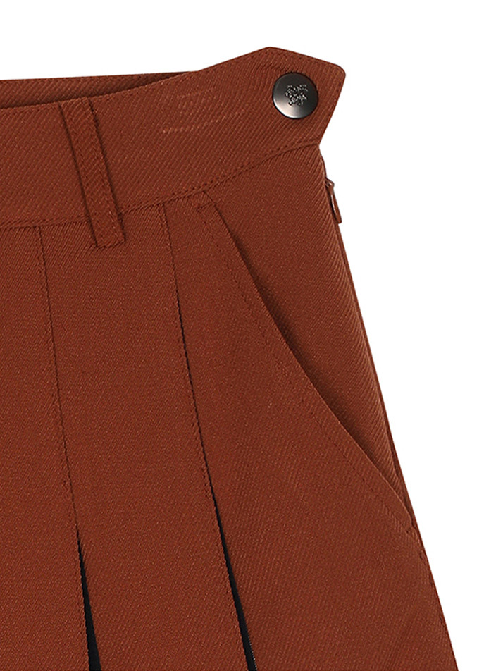 BB WOMEN SCHEME PLEATS SKIRT_BROWN