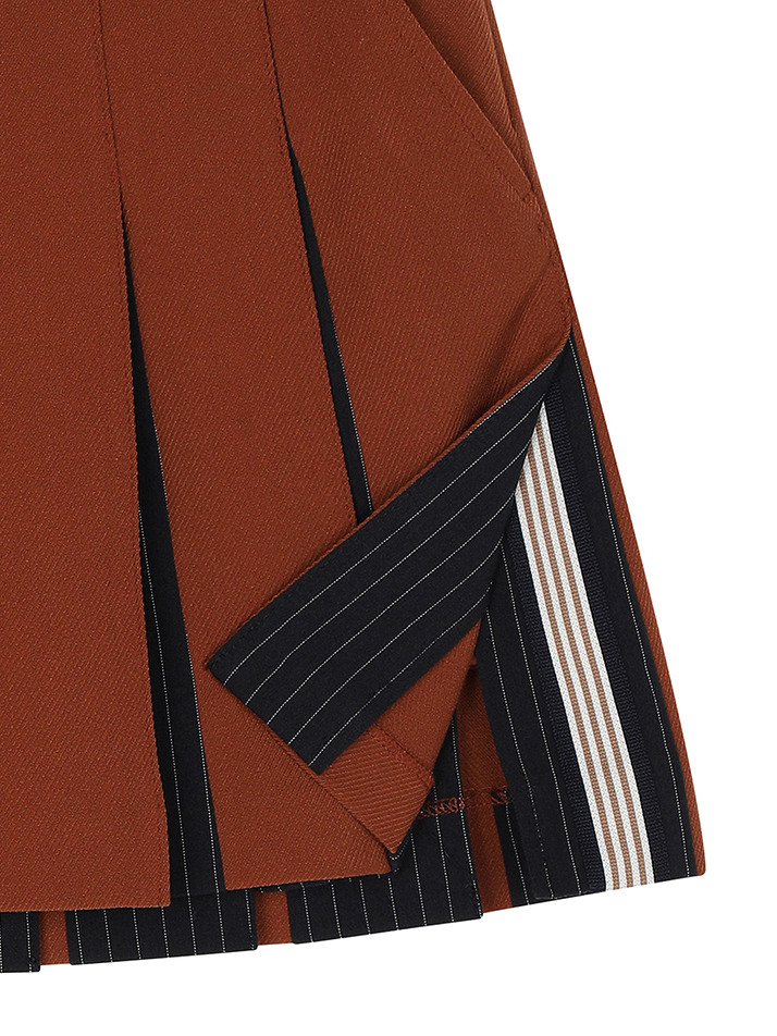 BB WOMEN SCHEME PLEATS SKIRT_BROWN