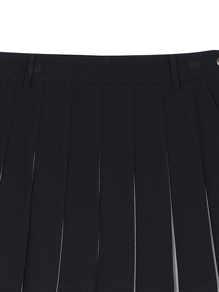 BB WOMEN SCHEME PLEATS SKIRT_NAVY