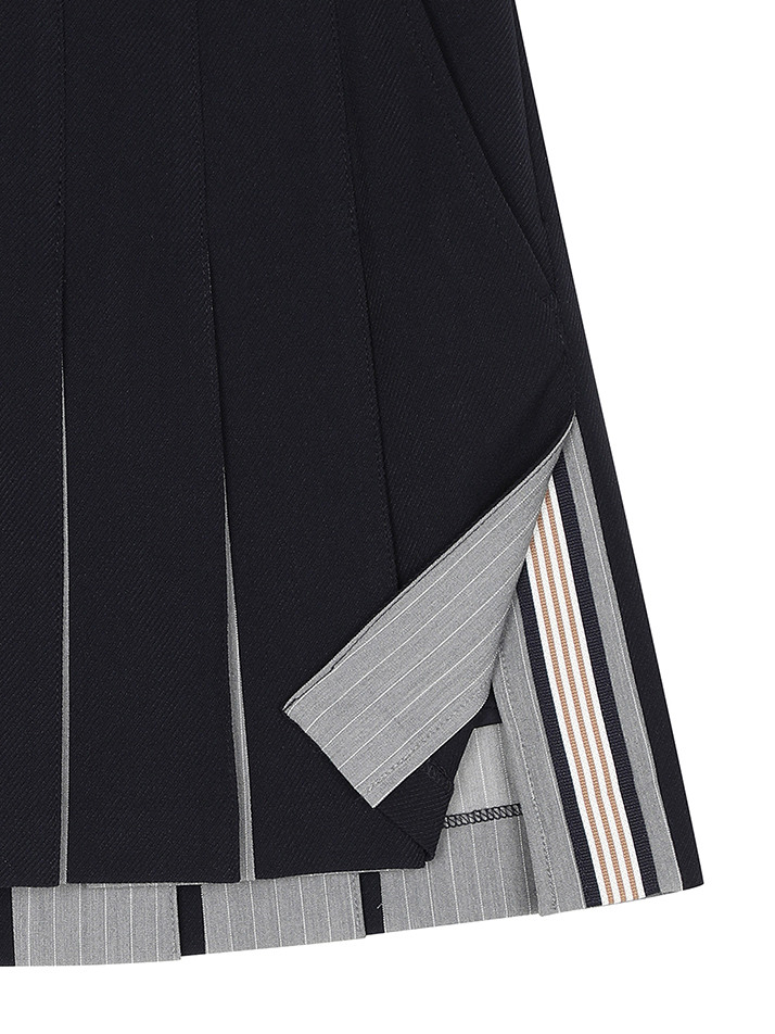 BB WOMEN SCHEME PLEATS SKIRT_NAVY
