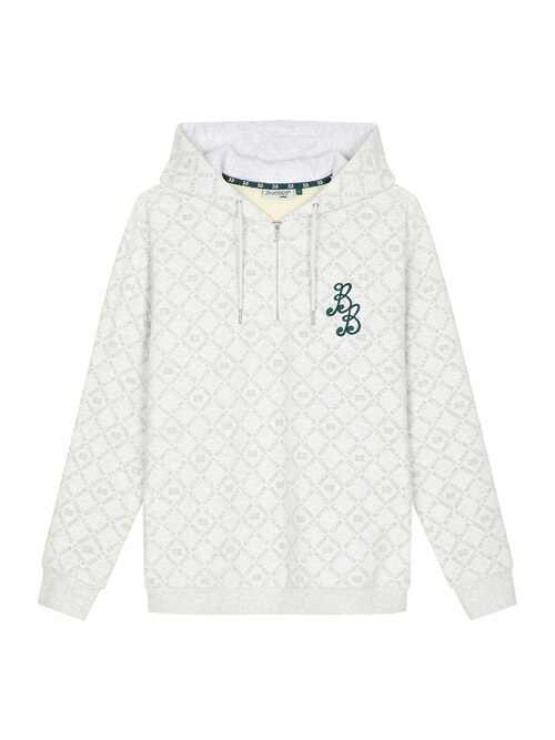 BB LOGO PATTERNED UNISEX HOODIE_GREY