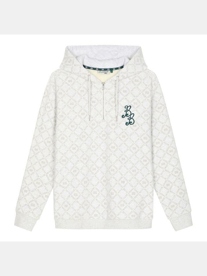 BB LOGO PATTERNED UNISEX HOODIE_GREY