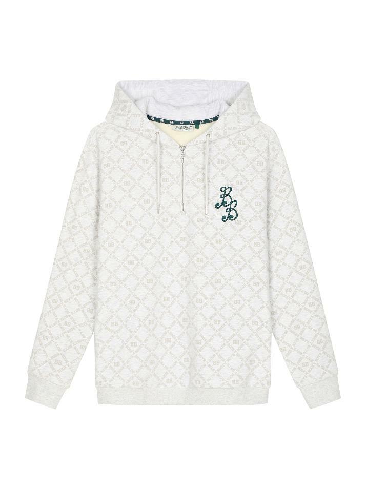BB LOGO PATTERNED UNISEX HOODIE_GREY