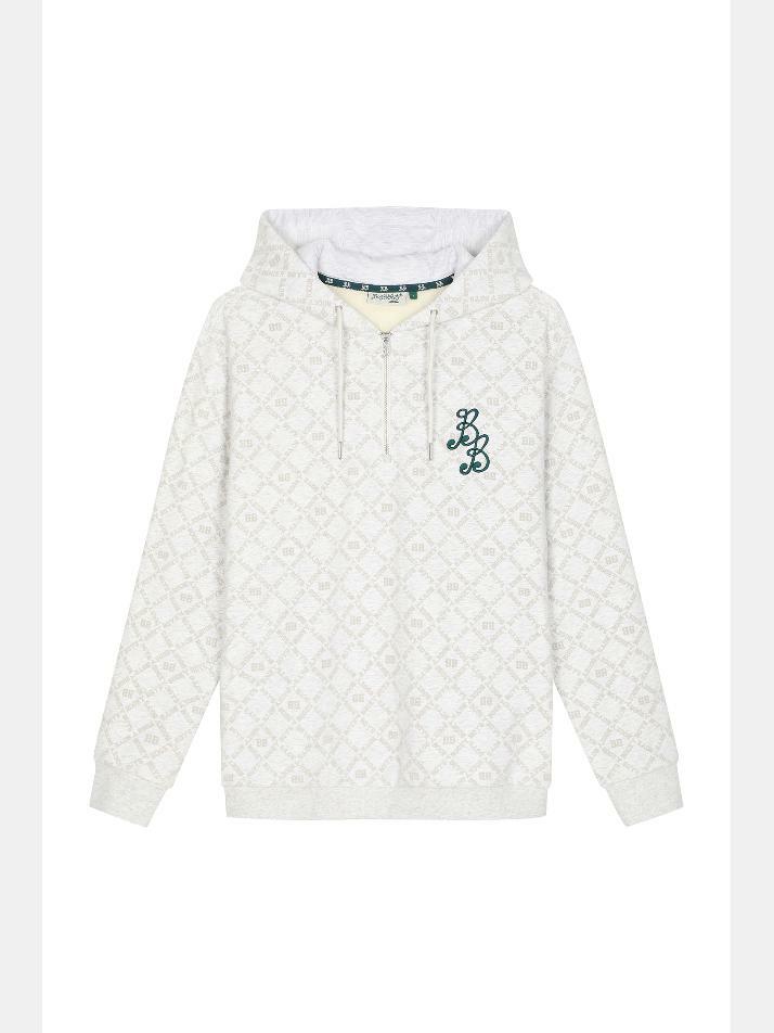 BB LOGO PATTERNED UNISEX HOODIE_GREY