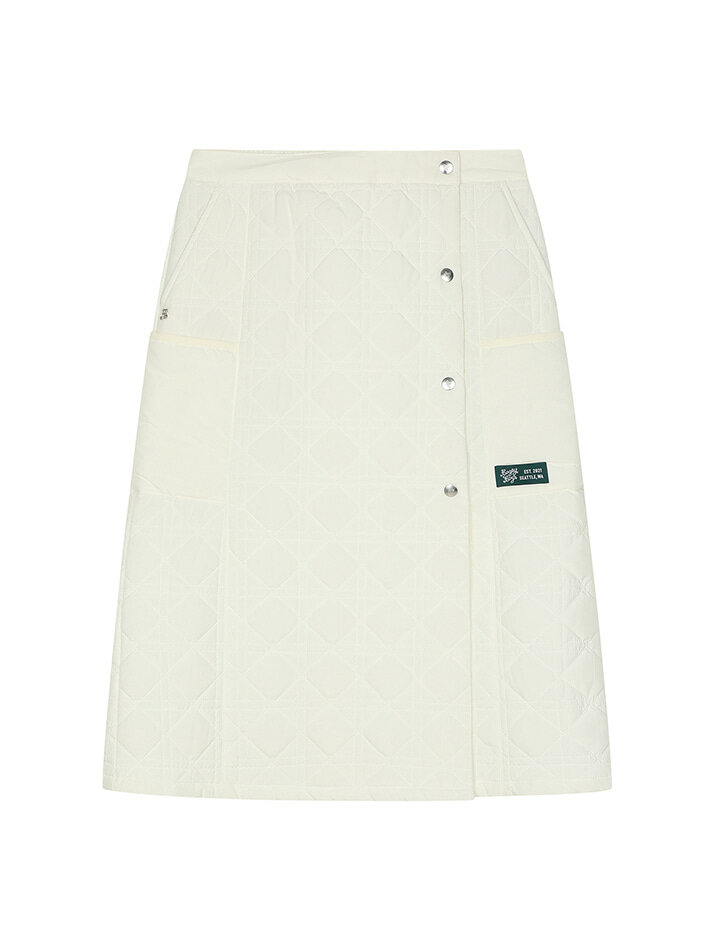 BB WOMEN QUILTED LAYERED WRAP SKIRT_IVORY