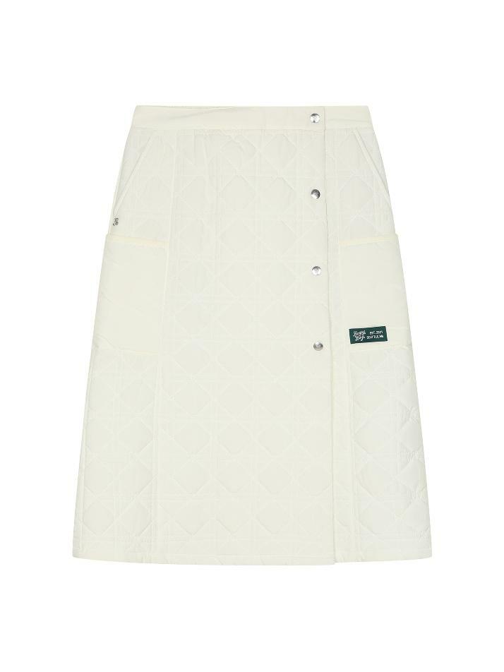 BB WOMEN QUILTED LAYERED WRAP SKIRT_IVORY