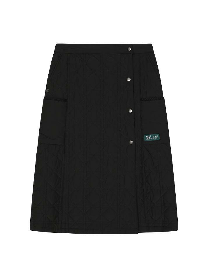 BB WOMEN QUILTED LAYERED WRAP SKIRT_BLACK