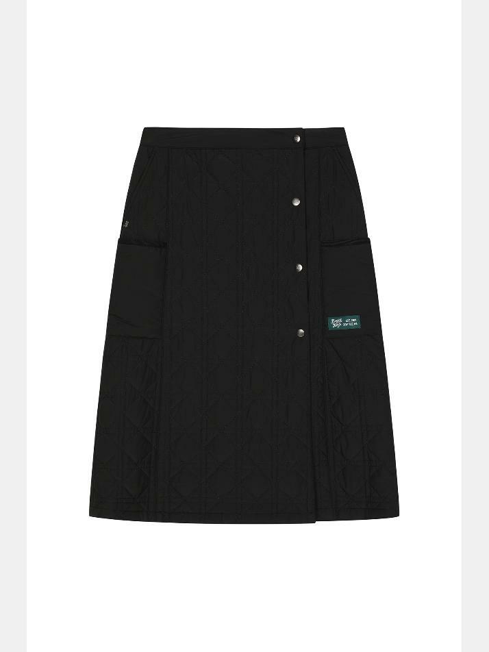 BB WOMEN QUILTED LAYERED WRAP SKIRT_BLACK