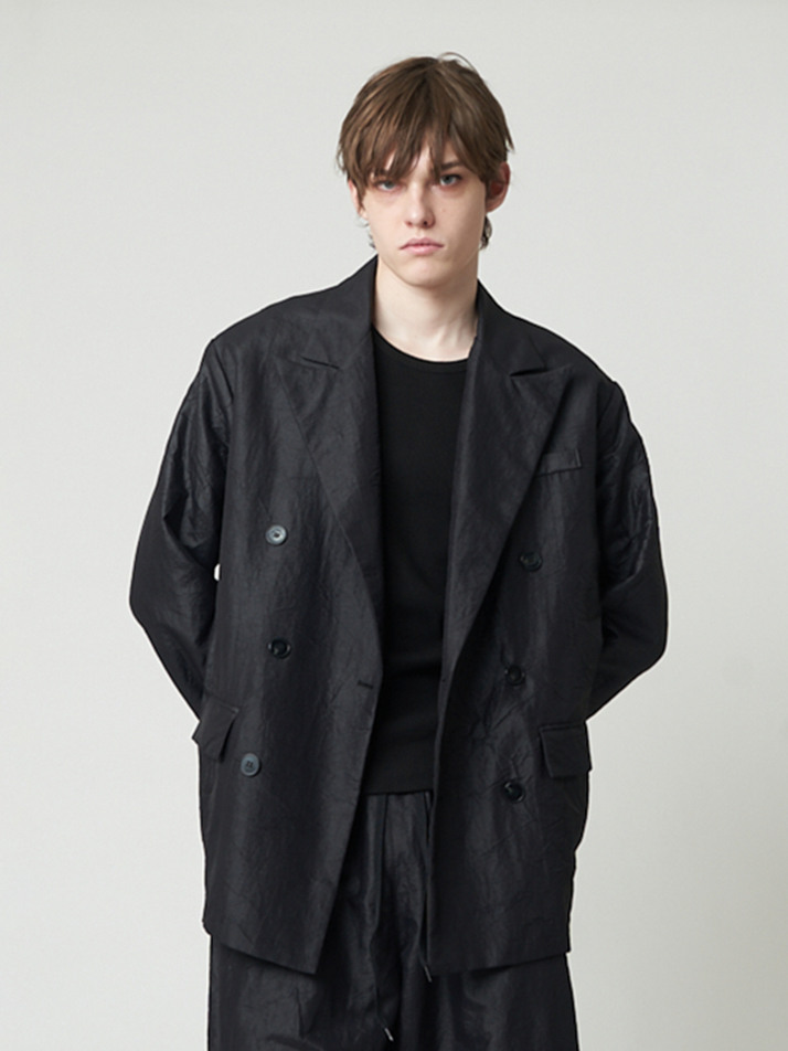 AU51JK06 더블 브레스티드 자켓_블랙
