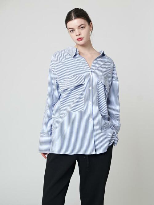 AW41SH01 루즈핏 슬릿 셔츠_블루