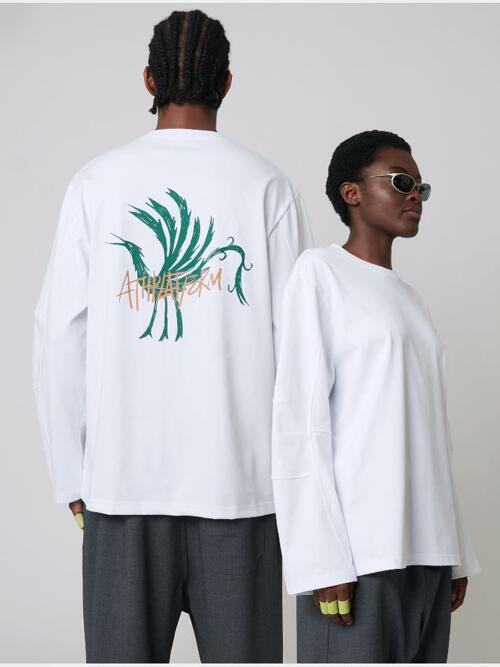 AU42TL03 커브 슬리브 프린트 탑_화이트