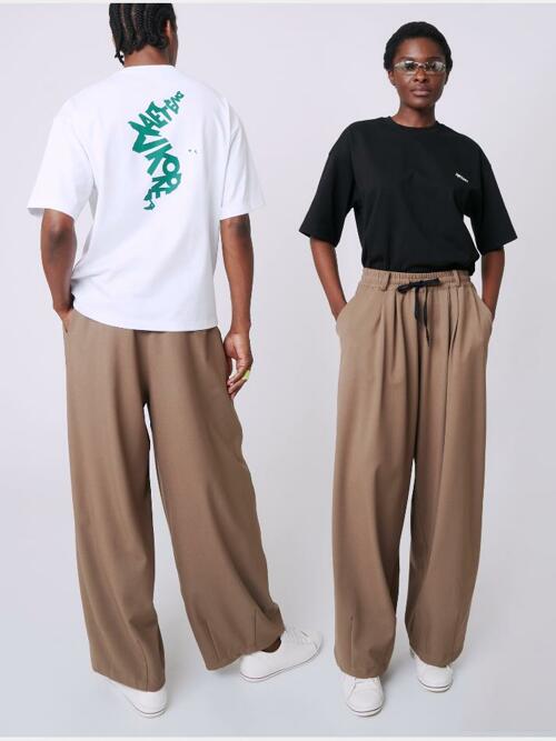 AU42PT07  클래식 와이드 팬츠_다크 베이지