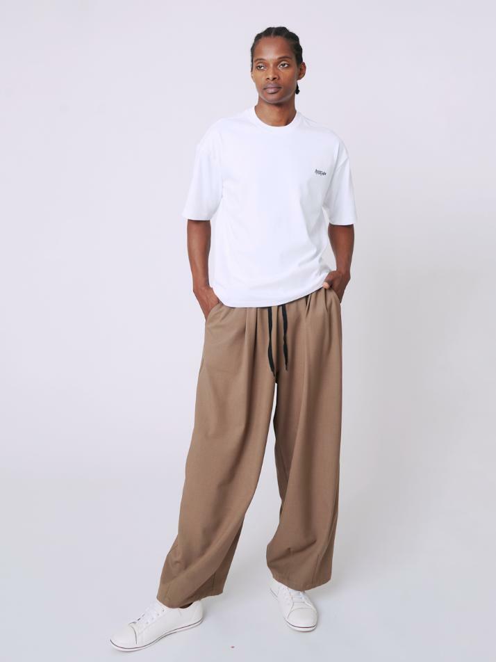 AU42PT07  클래식 와이드 팬츠_다크 베이지