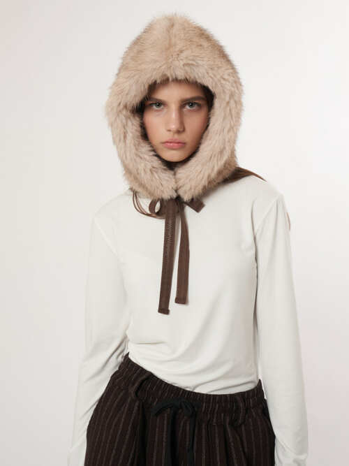 AW52AC04_퍼 바라클라바_베이지